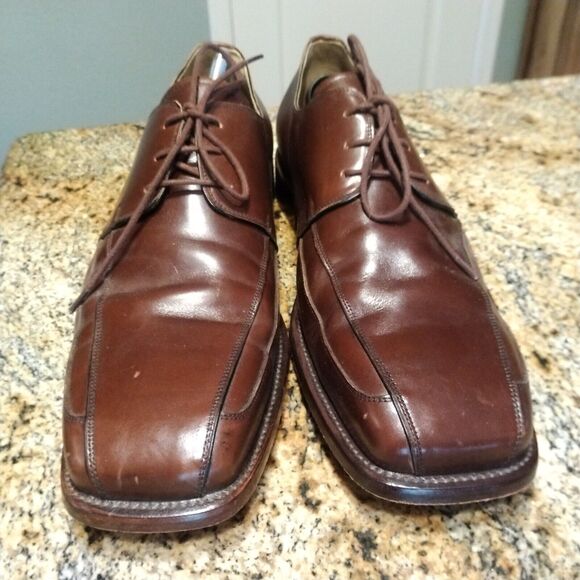 David Eden Brown Square Toe Lace Up Leather Derby Dress Shoes Men's Size 13 - Picture 10 of 13